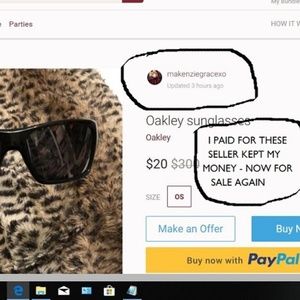 Oakley Sunglasses BEWARE! Seller won't ship